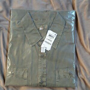 Men's Long Sleeve  Twill Shirt SZ L  NWT Olive